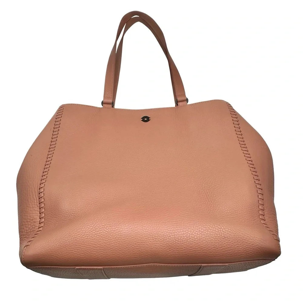 DAGNER DOVER - ALLYN soft pink pebble leather tote bag - laptop compartment